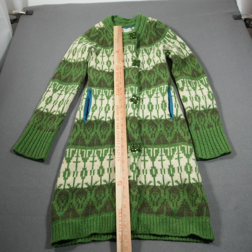 Sparrow Fair Isle Lambswool Angora Blend Knit Longline Women Cardigan Coat S